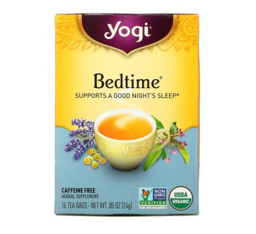 Yogi Tea, заспокійливий чай для вживання перед сном, без кофеїну, 16 чайних пакетиків, 24 г (85 унції)