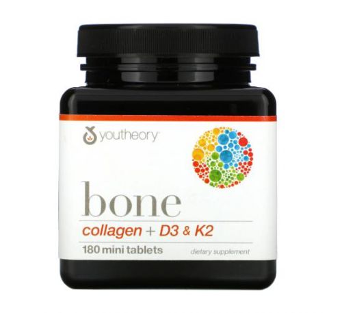 Youtheory, Bone, Collagen + D3 & K2, 180 Mini Tablets