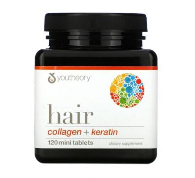 Youtheory, Hair, Collagen + Keratin, 120 Mini Tablets