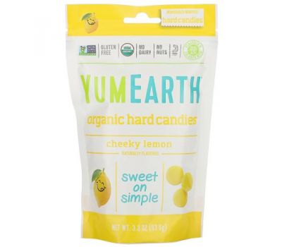 YumEarth, Органические леденцы, дерзкий лимон, 93,6 г (3,3 унции)