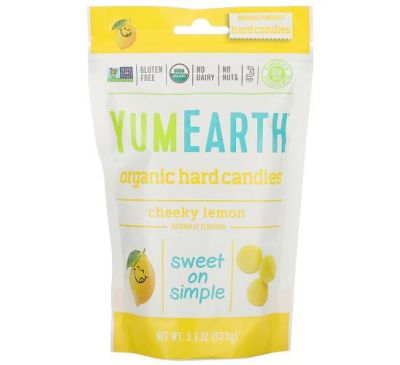 YumEarth, органічні льодяники, зухвалий лимон, 93,6 г (3,3 унції)