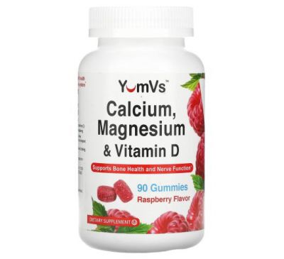 YumV's, Calcium, Magnesium & Vitamin D, Raspberry, 90 Gummies