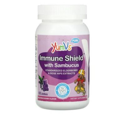 YumV's, Immune Shield, добавка з бузиною для зміцнення імунітету, ягідний смак, 60 желейних таблеток