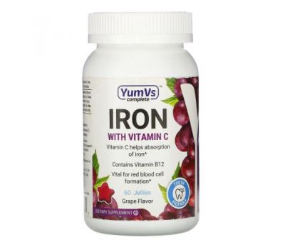 YumV's, Iron with Vitamin C, Grape Flavor, 60 Jellies