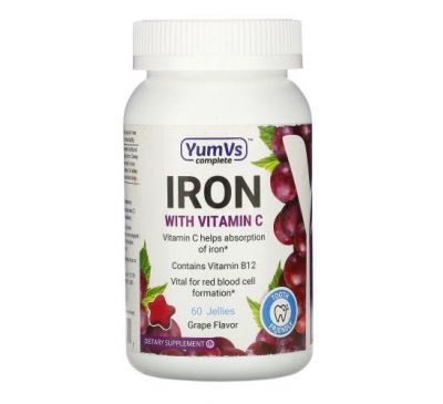 YumV's, Iron with Vitamin C, Grape Flavor, 60 Jellies