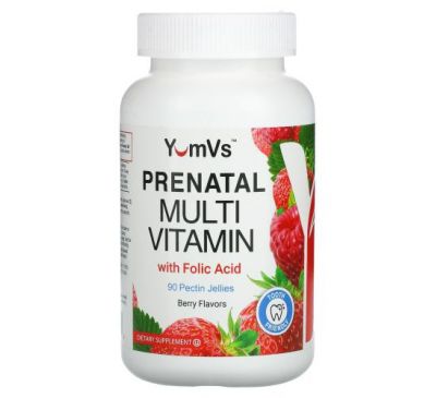 YumV's, PreNatal Multivitamin with Folic Acid, Raspberry, 90 Pectin Jellies