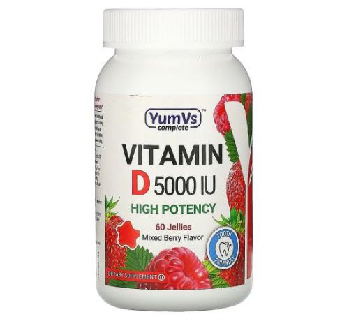 YumV's, Vitamin D, Mixed Berry Flavor, 5,000 IU, 60 Jellies