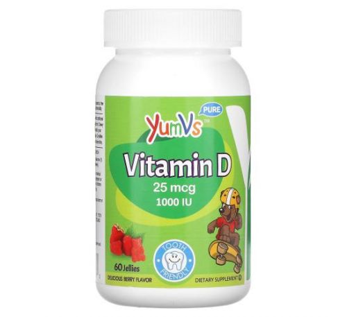 YumV's, вітамін D, чудовий ягідний смак, 1000 МО, 60 желейних цукерок