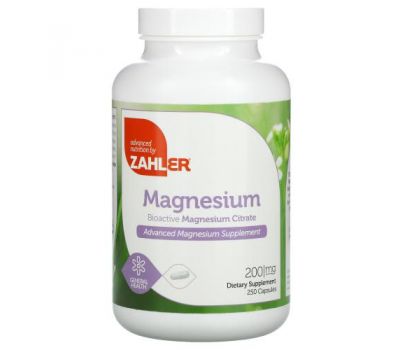 Zahler, Magnesium, 200 mg, 250 Capsules