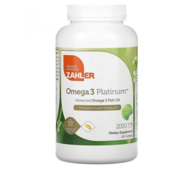 Zahler, Omega 3 Platinum, улучшенный рыбий жир с омега-3, 1000 мг, 180 гелевых капсул