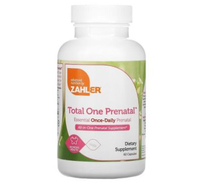 Zahler, Total One Prenatal, незамінний щоденний препарат для вагітних, 60 капсул