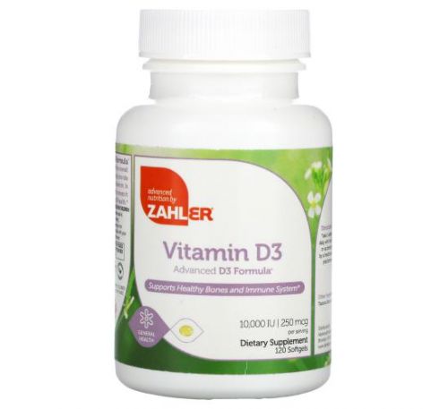 Zahler, Vitamin D3, Advanced D3 Formula, 250 mcg (10,000 IU), 120 Softgels