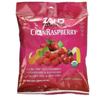 Zand, Naturals, Organic CranRaspberry, 18 Throat Lozenges