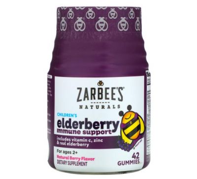 Zarbee's, бузина для зміцнення імунітету дітей, зі смаком натуральних ягід, для дітей старше 2 років, 42 жувальні таблетки