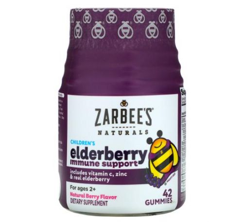 Zarbee's, бузина для зміцнення імунітету дітей, зі смаком натуральних ягід, для дітей старше 2 років, 42 жувальні таблетки