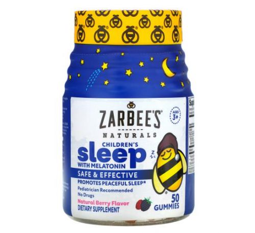 Zarbee's, засіб для покращення сну з мелатоніном, зі смаком натуральних ягід, для дітей від 3 років, 50 жувальних мармеладок