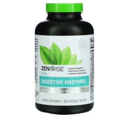 Zenwise Health, Daily Digestive Enzymes with Prebiotics + Probiotics, 180 Vegetable Capsules