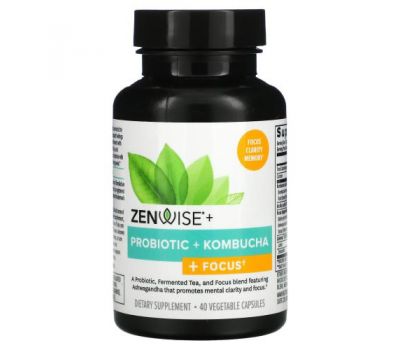 Zenwise Health, Probiotic + Kombucha + Focus,  40 Vegetable Capsules