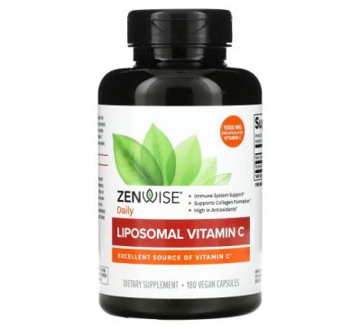 Zenwise Health, ліпосомальний вітамін C, 500 мг, 180 веганських капсул
