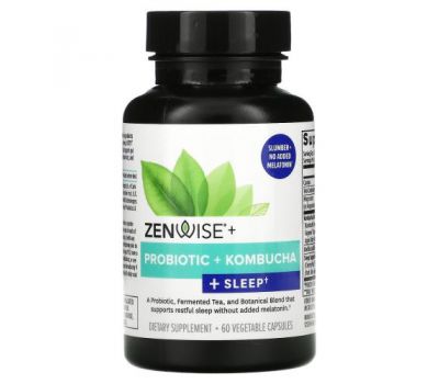 Zenwise Health, пробіотик, комбуча та спокійний сон, 60 рослинних капсул