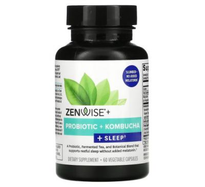 Zenwise Health, Пробиотик, чайный гриб и снотворное, 60 растительных капсул