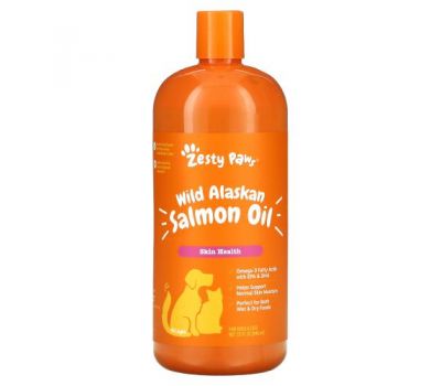 Zesty Paws, Wild Alaskan Salmon Oil for Dogs & Cats, Skin Health, All Ages, 32 fl oz (946 ml)