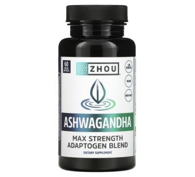 Zhou Nutrition, Ashwagandha, Max Strength, 1200 mg, 60 Veggie Capsules