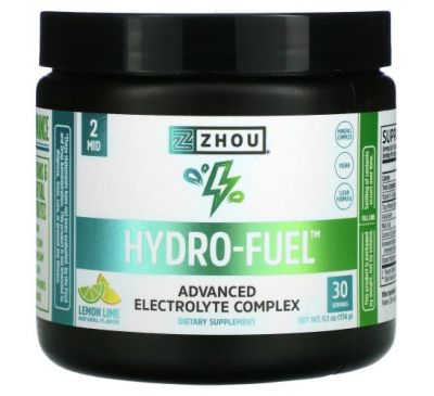 Zhou Nutrition, Hydro-Fuel, улучшенный комплекс электролитов, лимон и лайм, 174 г (6,1 унции)
