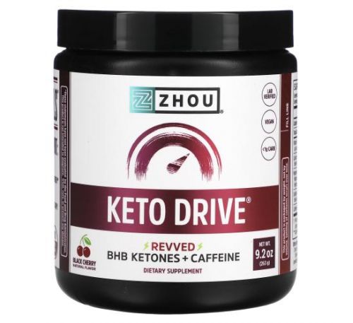 Zhou Nutrition, Keto Drive, Revved, Black Cherry, 9.2 oz (263 g)