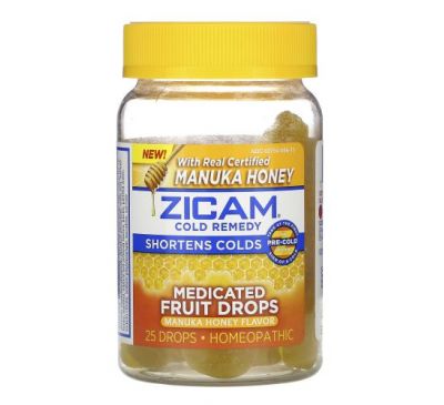 Zicam, Cold Remedy, Medicated Fruit Drop, Manuka Honey , 25 Drops