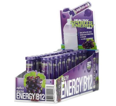 Zipfizz, Healthy Energy Mix, Grape Pack, 20 Tubes, 11 g Each