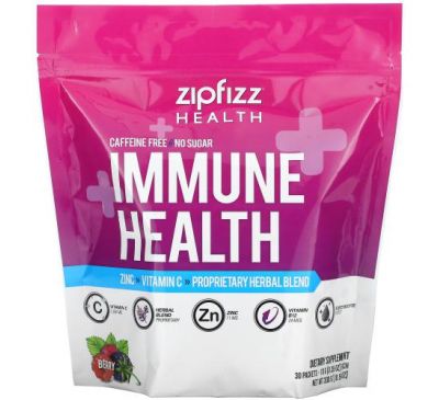 Zipfizz, Immune Health, Caffeine Free, Berry, 30 Packets, 0.35 oz (10 g) Each