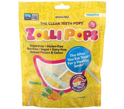 Zollipops, The Clean Teeth Pops, Pineapple, 3.1 oz