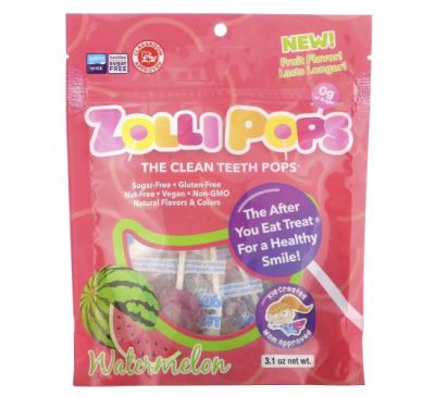 Zollipops, The Clean Teeth Pops, Watermelon, 3.1 oz