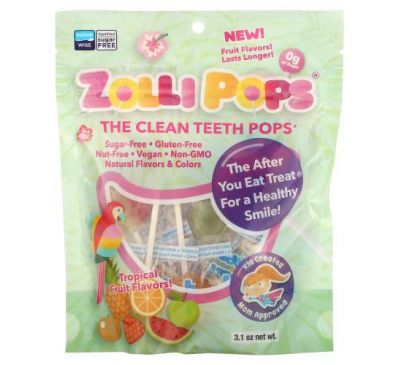 Zollipops, Zollipops, The Clean Teeth Pops, со вкусом тропических фруктов, 3,1 унции