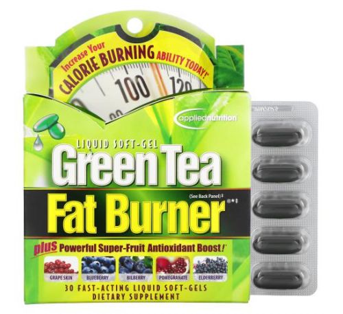 appliednutrition, Добавка для нормализации веса с зеленым чаем, 30 желатиновых капсул быстрого действия