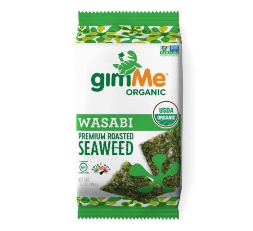 gimMe, Premium Roasted Seaweed, Wasabi, .35 oz (10 g)