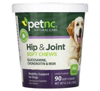 petnc NATURAL CARE, средство для здоровья таза и суставов, только для собак, со вкусом печени, 90 мягких жевательных конфет